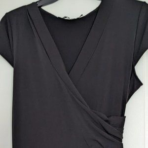 Faux Black Maxi Wrap Dress - Black Size L